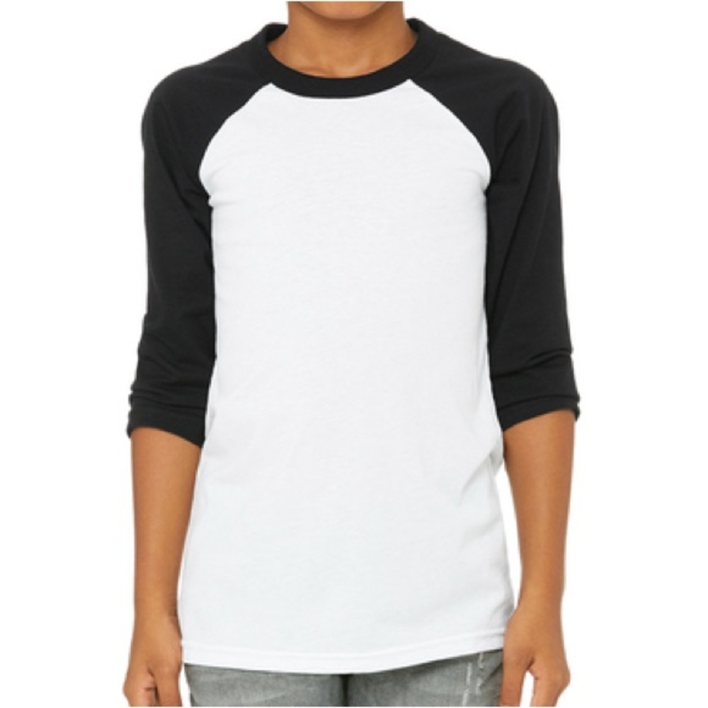 Next Level 3352 Youth CVC Black 3/4-Sleeve Raglan